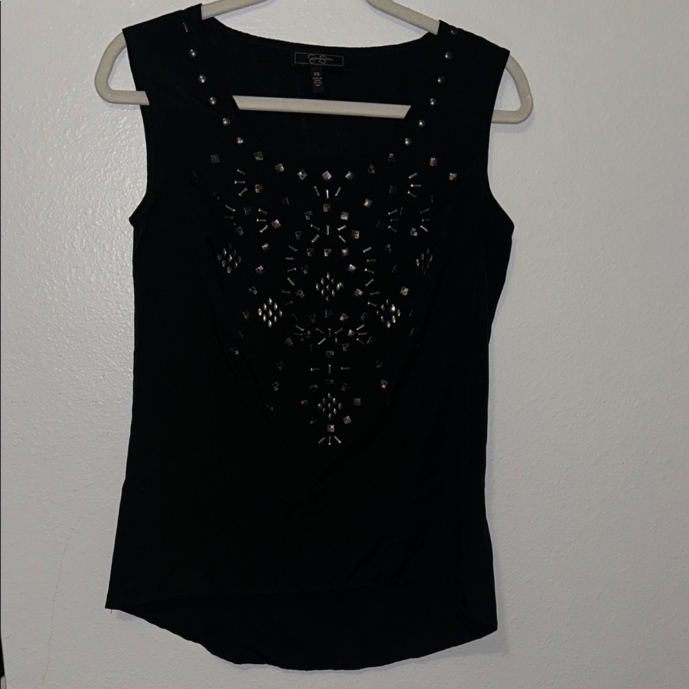 Jessica Simpson Black Studded Tank Top